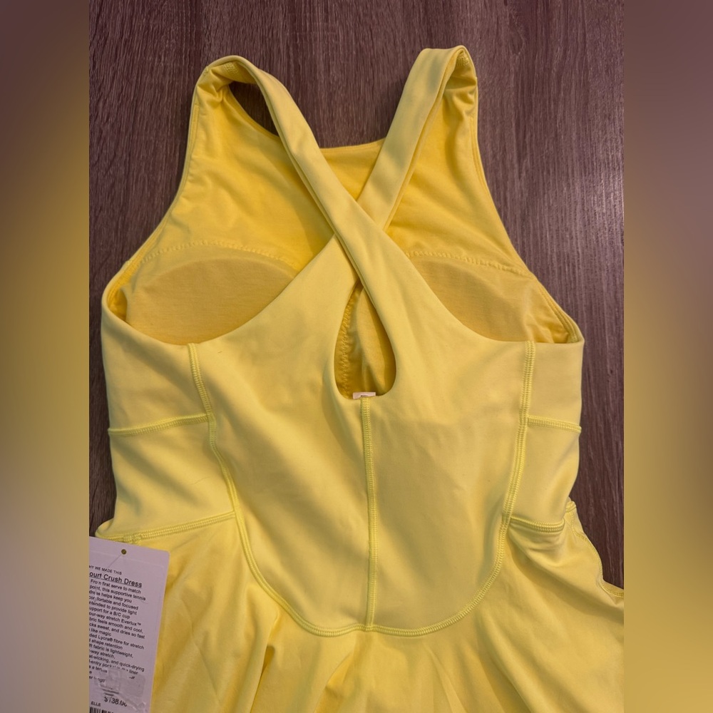 New with tags Lululemon Court crush dress, yellow, size 8.Electric lemon.Tennis - Picture 9 of 12